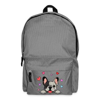 Französische_Bulldogge_Pfoten_mit_Herz_schwatzwei ß - Backpack - elephant grey - Front