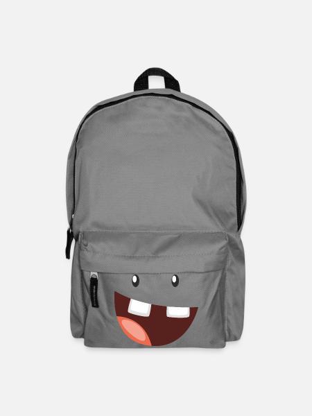 Lustiges Monster mit breitem Grinsen - Rucksack - Mittelgrau