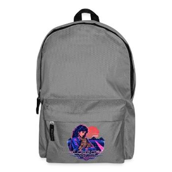 80s Retro Synthwave Bengal Cat - Backpack - elephant grey - Front