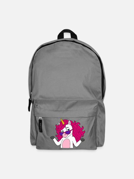 Unicorn with Pink Hair - Rucksack - Mittelgrau