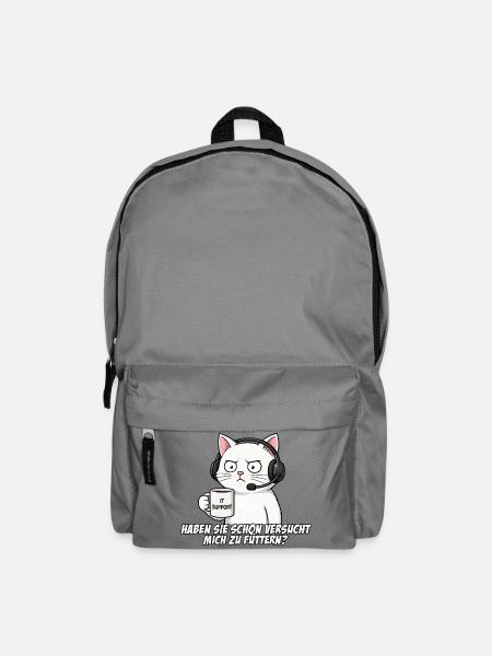 IT Support Katze mit Kaffee - Rucksack - Mittelgrau