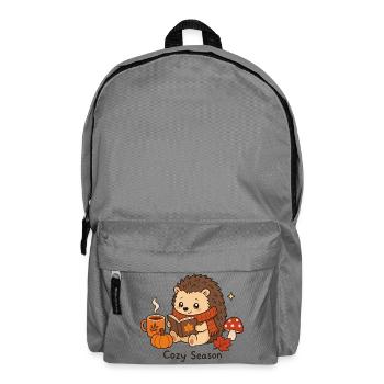 Cozy Season Igel Herbst Gemütlich Lesen Niedlich - Rucksack - Mittelgrau - Vorne