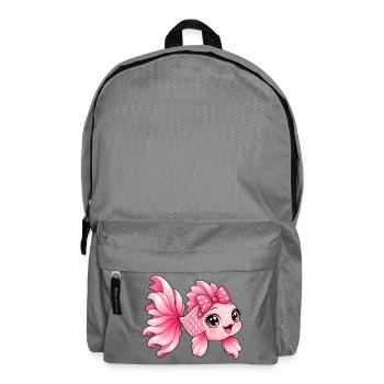 Kawaii Pink Fish mit Schleife und Herzen - Rucksack - Mittelgrau - Vorne