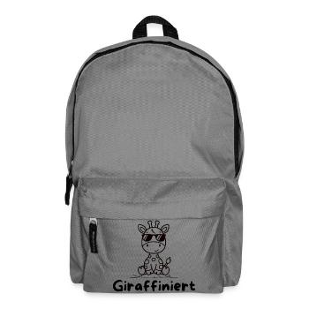 Giraffiniert – Coole Giraffe mit Sonnenbrille - Rucksack - Mittelgrau - Vorne