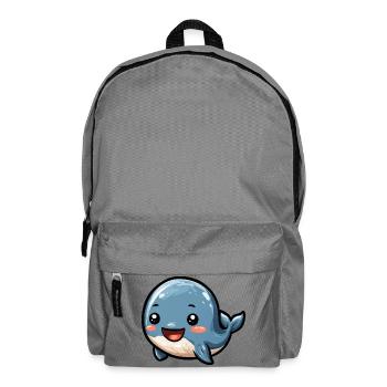 Kkuscheliger blauer Wal Cartoon - Rucksack - Mittelgrau - Vorne