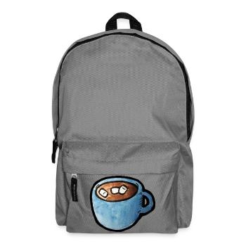 Blauer Aquarell-Tassen-Kakao mit Marshmallows - Rucksack - Mittelgrau - Vorne
