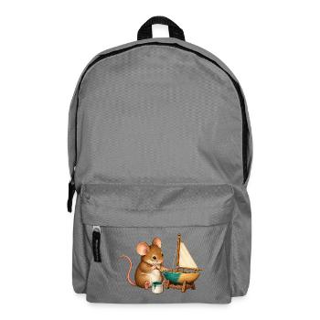 Maus baut ein Modellsegelboot - Rucksack - Mittelgrau - Vorne