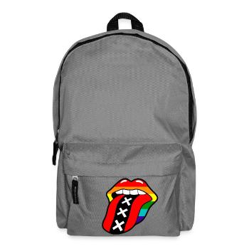 Gay pride rainbow mouth with tongue and Amsterdam logo - Backpack - elephant grey - Front