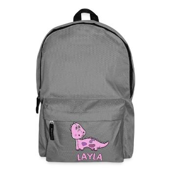 Dinosaurier lustig Kind Layla Geschenk Geburtstag - Rucksack - Mittelgrau - Vorne