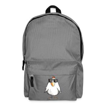 Huhn mit cooler Sonnenbrille - Hahn - Gockel - Rucksack - Mittelgrau - Vorne