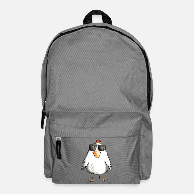 Huhn mit cooler Sonnenbrille - Hahn - Gockel - Rucksack - Mittelgrau