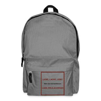 Liebe, Lache, Lebe! Spruch Shirt Geschenkidee - Rucksack - Mittelgrau - Vorne