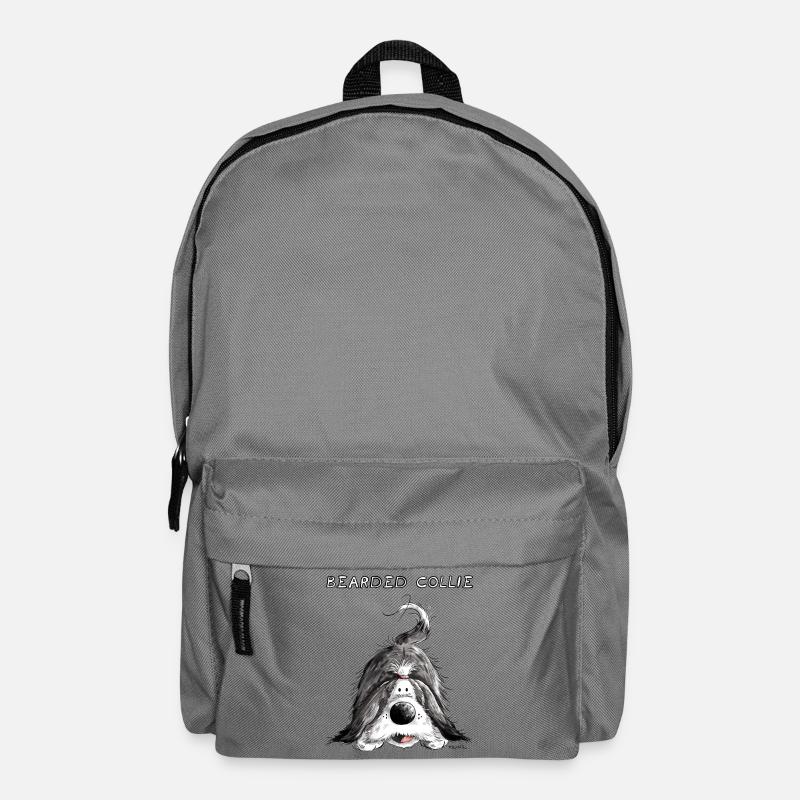 Verspielter Bearded Collie - Rucksack - Mittelgrau
