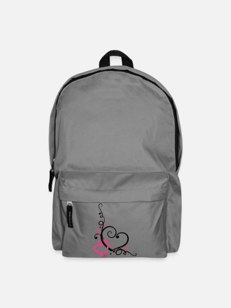Zwei Herzen mit Blumen, verliebt - Rucksack - Mittelgrau