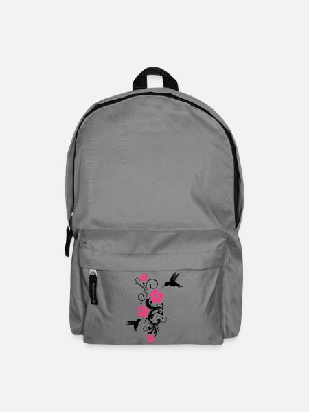 Colibri avec des fleurs d'hibiscus - Sac à dos - gris éléphant