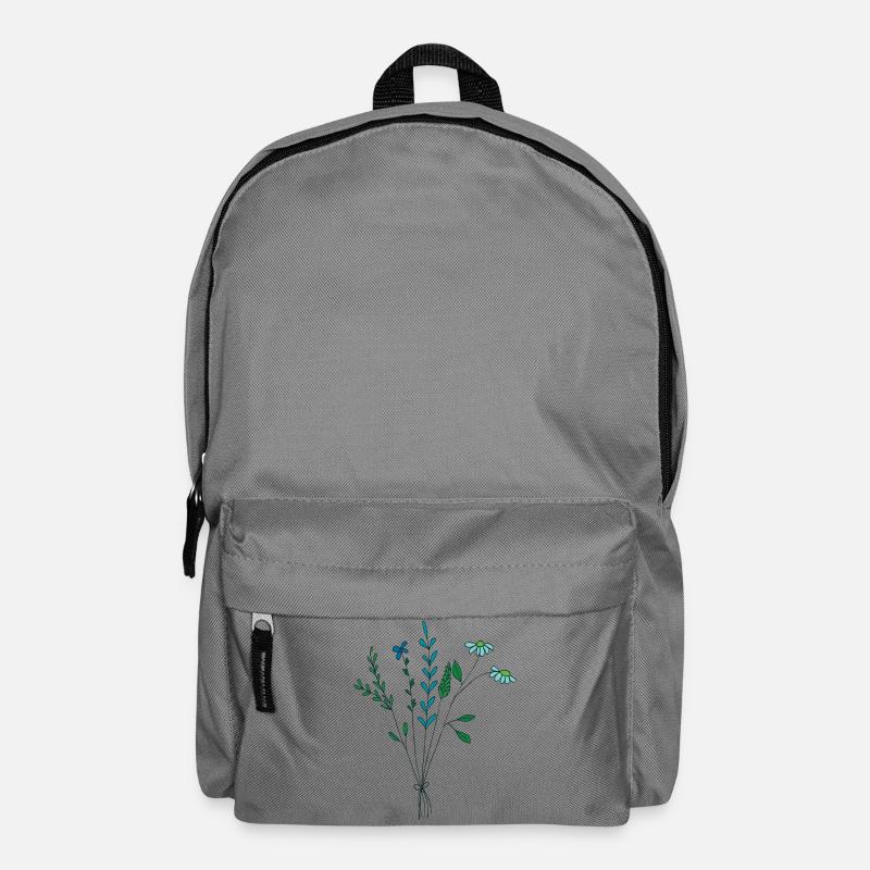 blumenwiese blautöne Trockenblumen - Rucksack - Mittelgrau