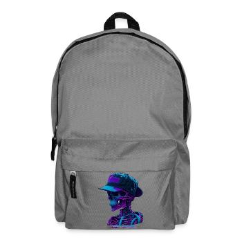 Skelett mit Kappe - Rucksack - Mittelgrau - Vorne