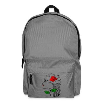 Frauenkopf mit Rose im Haar - Rucksack - Mittelgrau - Vorne