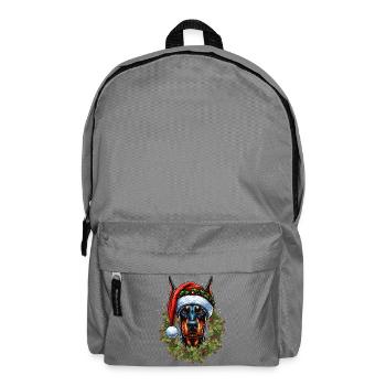 Doberman festif : élégant avec le bonnet du Père Noël - Sac à dos - gris éléphant - Devant