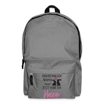 Früher war ich normal jetzt habe ich Hasen Spruch - Rucksack - Mittelgrau - Vorne