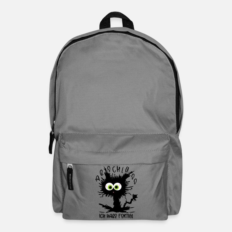 Abschluss 2026 Ich habe fertig - Gestresste Katze - Rucksack - Mittelgrau