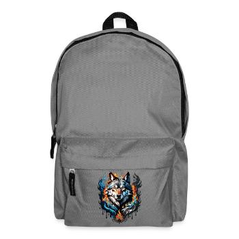 Majestic wolf head surrounded by flames and water - Backpack - elephant grey - Front