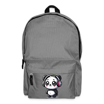 niedliches Panda Kopfhörer Motiv - Rucksack - Mittelgrau - Vorne