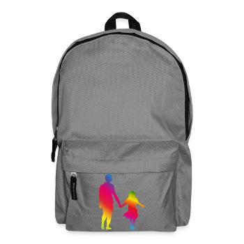 Vater und Tochter Hand in Hand - Rucksack - Mittelgrau - Vorne