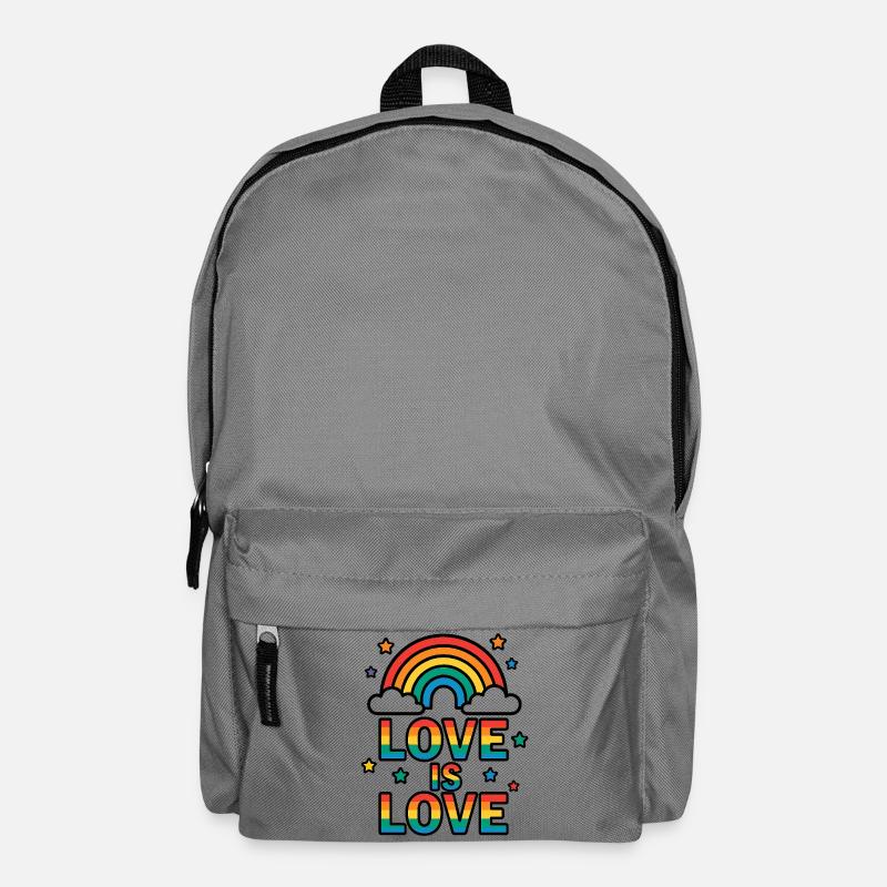 Bunter Regenbogen mit Liebesbotschaft - Rucksack - Mittelgrau