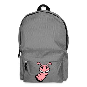 Caterpillar peeks out of hole smiles sweet worm comic fun - Backpack - elephant grey - Front