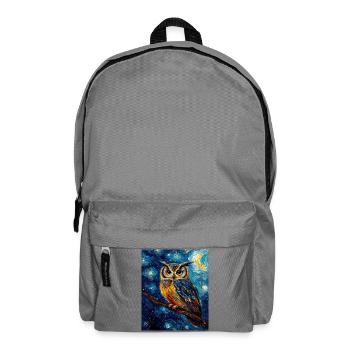 hibou oiseau style van gogh nuit étoilée - Sac à dos - gris éléphant - Devant