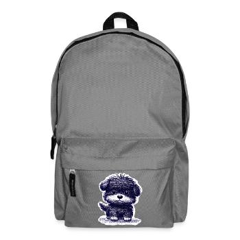 Wuscheliges Hündchen (Blau) - Rucksack - Mittelgrau - Vorne