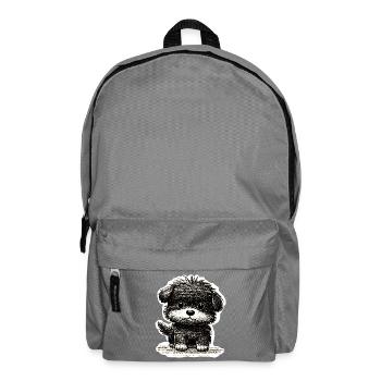 Wuscheliges Hündchen (Grau) - Rucksack - Mittelgrau - Vorne