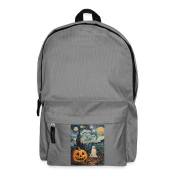 Pumpkin Ghost Halloween Van Gogh Style Starry Night - Backpack - elephant grey - Front
