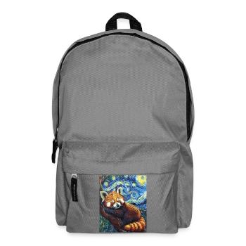 Red Panda Bear Van Gogh Style Starry Night - Backpack - elephant grey - Front
