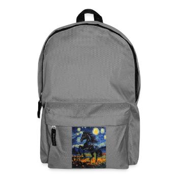 Cheval Chevaux Cavalier Style Van Gogh Nuit étoilée - Sac à dos - gris éléphant - Devant