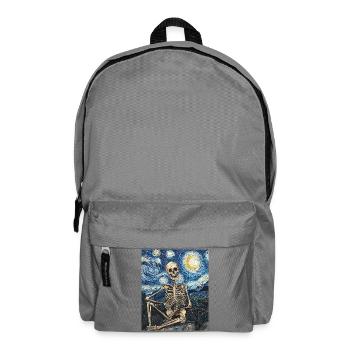 Skeleton Halloween Van Gogh Style Starry Night - Backpack - elephant grey - Front