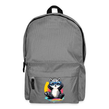Relaxed raccoon with sunglasses - Backpack - elephant grey - Front