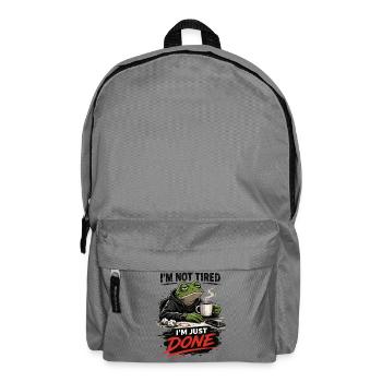 Nicht müde, nur fertig, Frosch - Rucksack - Mittelgrau - Vorne