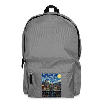 Cosmic Cat Over Moonlit City - Backpack - elephant grey - Front