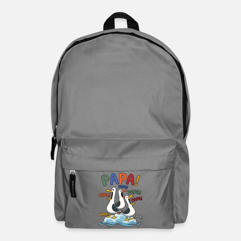 Lustige Papa Möwen auf Eisscholle - Comic Design - Rucksack - Mittelgrau