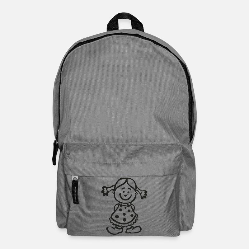 Fröhliches Mädchen mit Punktenkleid - Rucksack - Mittelgrau