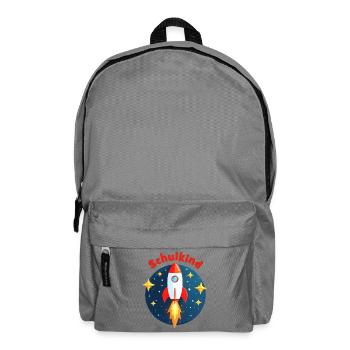 Schulkind Rakete Weltraum mit gelben Sternen - Rucksack - Mittelgrau - Vorne