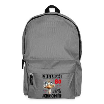 Endlich 80: Strauß Vogel Geburtstag Birthday - Rucksack - Mittelgrau - Vorne
