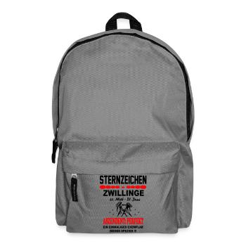 Ascendent: Perfekt Sternzeichen Zwilling - Rucksack - Mittelgrau - Vorne