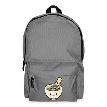 Süße Kawaii-Matcha-Schüssel mit Schneebesen - Rucksack - Mittelgrau - Vorne
