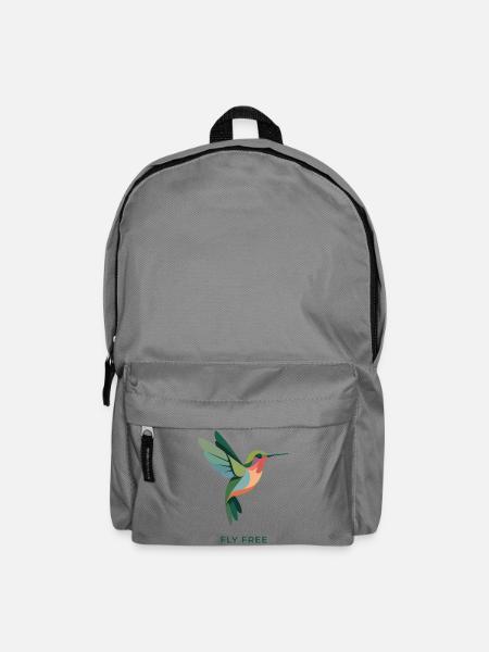 FEEL FREE – Bunter Kolibri Vogel  - Rucksack - Mittelgrau