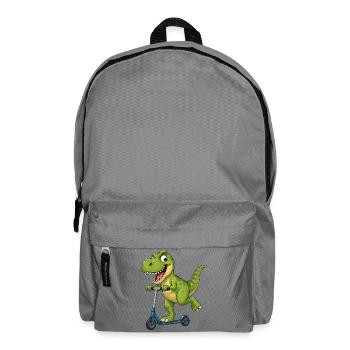 Süßer T-Rex auf Roller Cartoon Freund - Rucksack - Mittelgrau - Vorne
