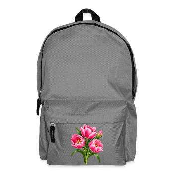 Pink Tulip Burst botanische Blüten - Rucksack - Mittelgrau - Vorne