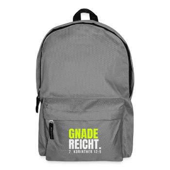 Gnade reicht – 2. Korinther 12,9 - Rucksack - Mittelgrau - Vorne
